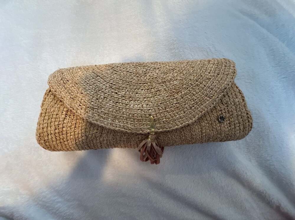 Tommy Bahama Woven Straw Clutch with Tassel